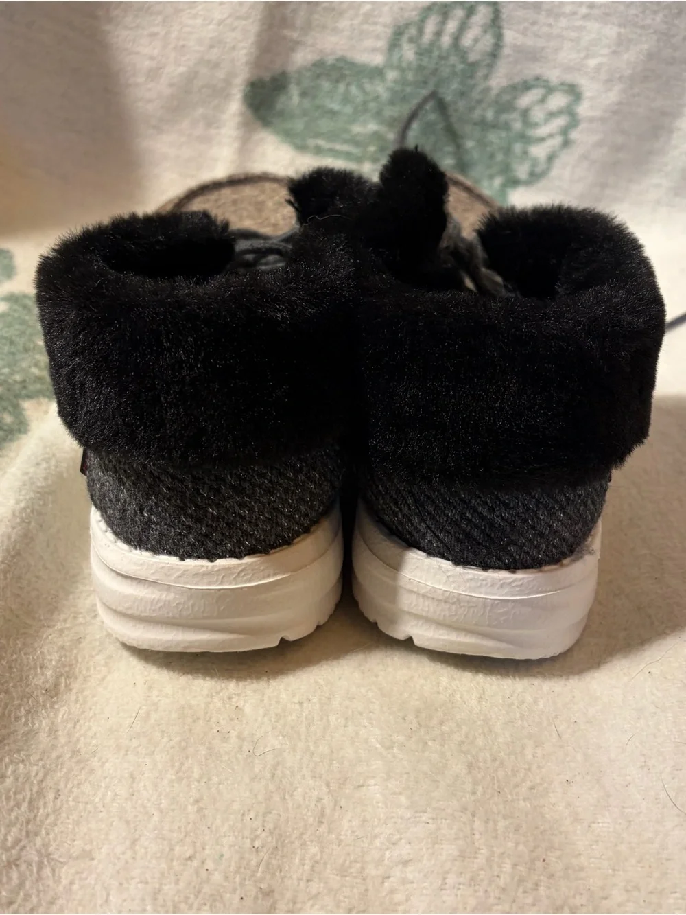 Hey Dude Kids Leopard Print Slip-On Shoes with Black Faux-Fur Collar